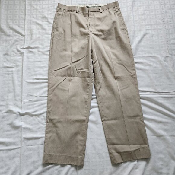 LL‎ Bean Mens Khaki Pants 34 X 30 Beige Chino Classic Fit Cotton Preppy Workwear - Picture 1 of 4